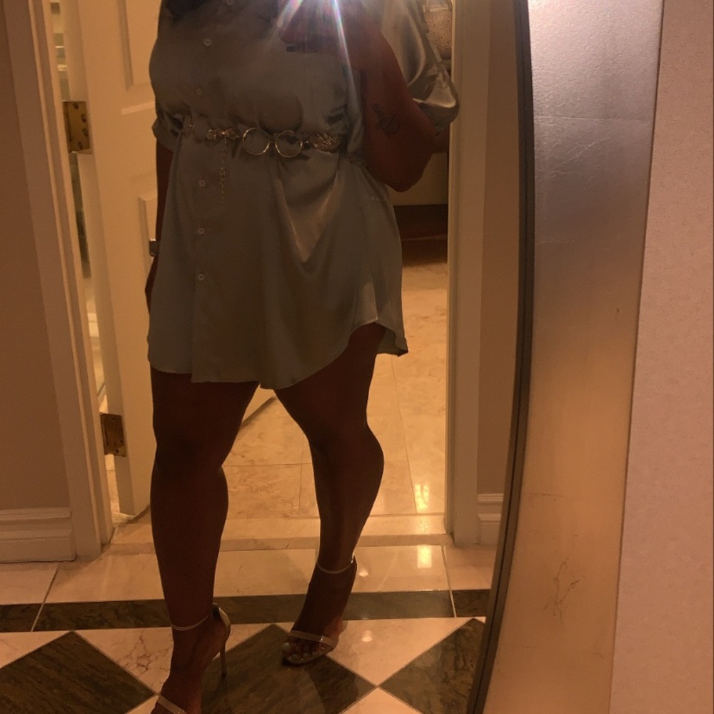 Satin light green dress